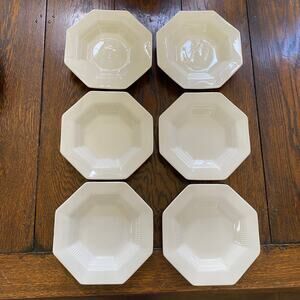 Set Of 6 Independence Ironstone 8” Rimmed Soup Bowl Octagon Vintage Japan